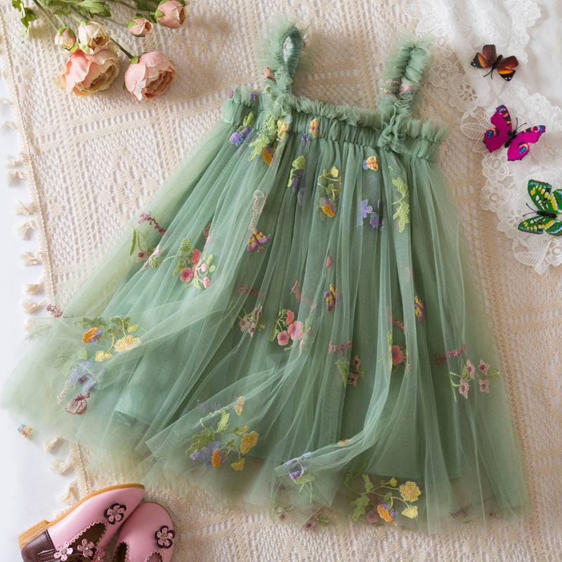 Embroidery Sweet Gauze Dress Children's Dress Princess Dress