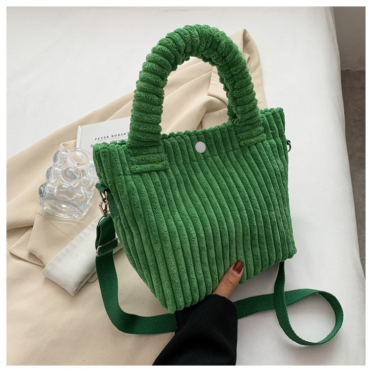 Niche Corduroy Bucket Bag Plush Crossbody