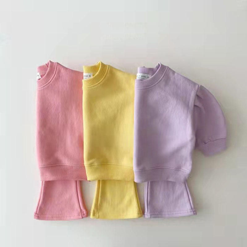 Korean Style Baby Clothing Set – Spring and Autumn Cotton Sweater and Pants Two-Piece Outfit for Infant Girls and Toddlers