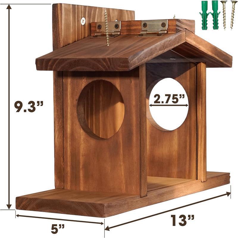 Wooden Squirrel Feeder Desktop Craft Ornament