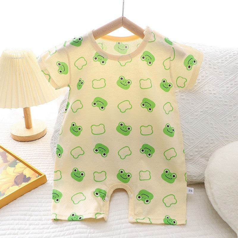 Cotton Summer New Korean Style Baby Boy Thin Women's Short-sleeved Children's Jumpsuit
