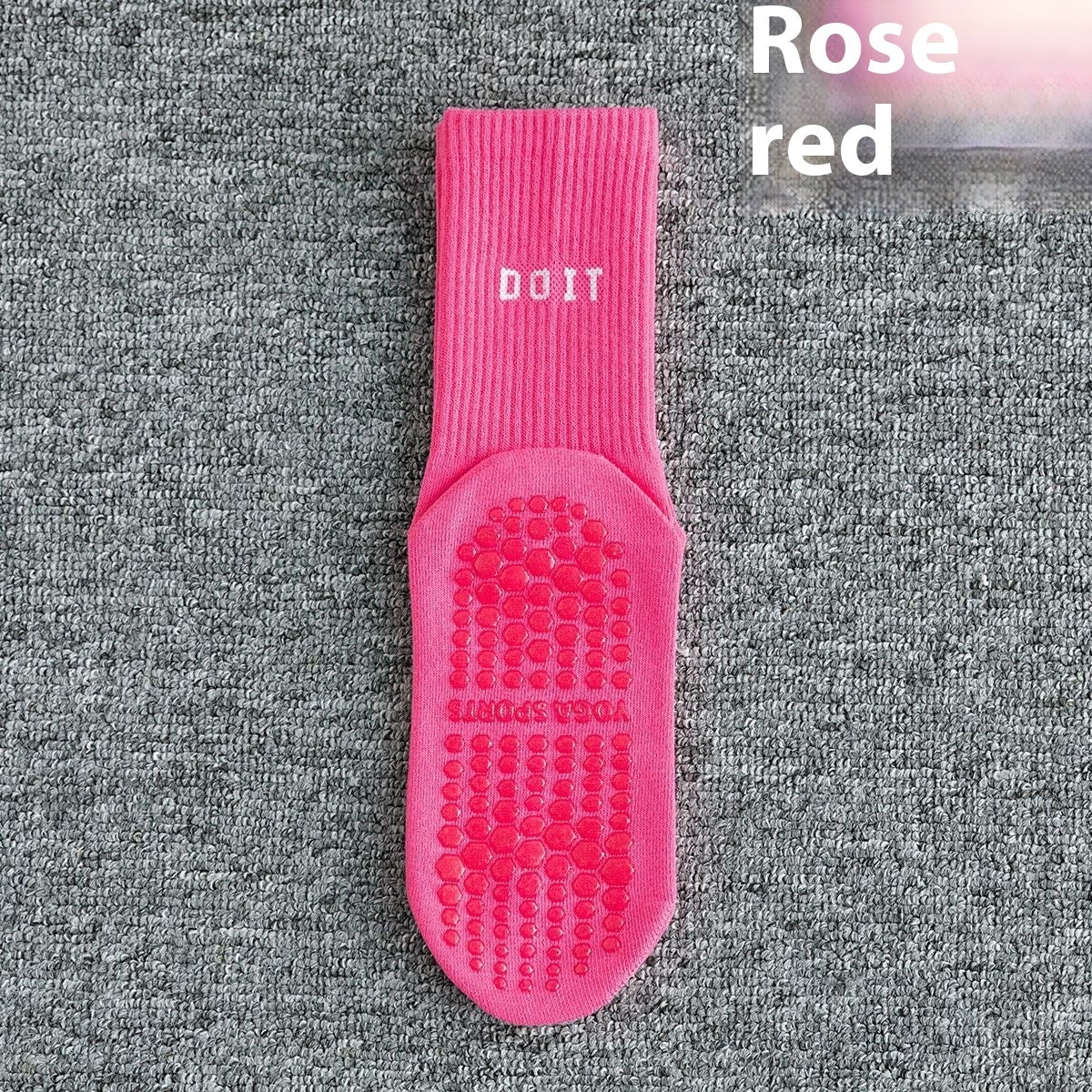 Women’s Mid-Calf Yoga Socks Trendy Letter Non-Slip Breathable
