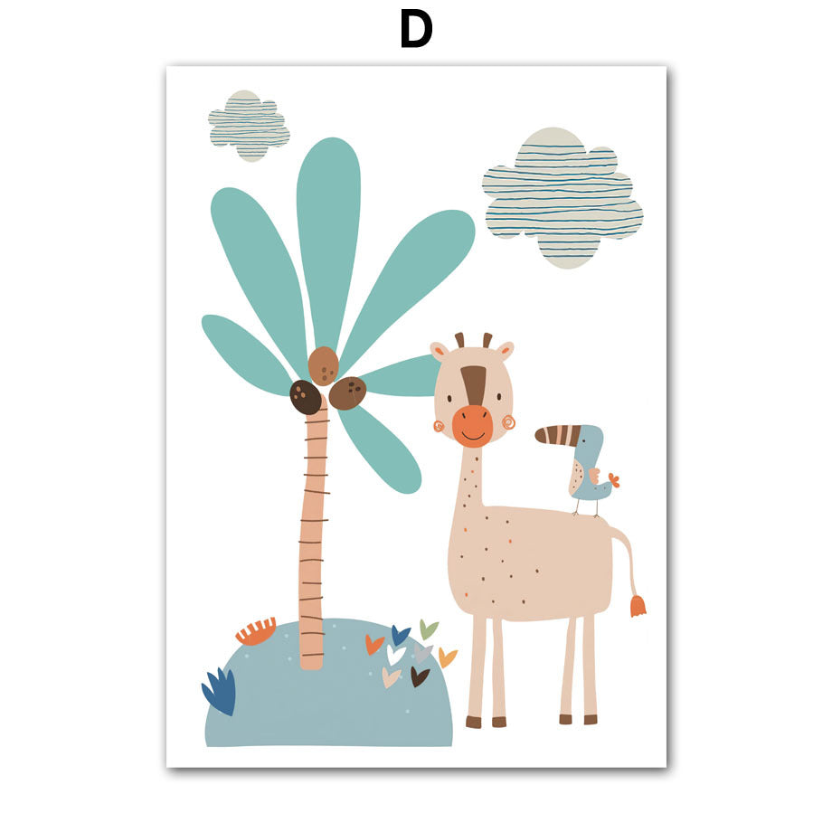 Safari Jungle Animal Wall Art – Giraffe, Lion, Elephant & Toucan Nordic Style Canvas Poster