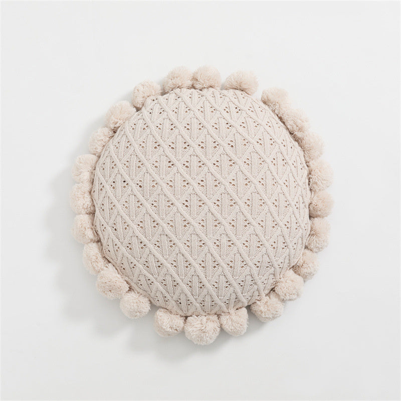 Ball Throw Pillow Futon Knitted Cushion Nordic Design Knitted Yarn