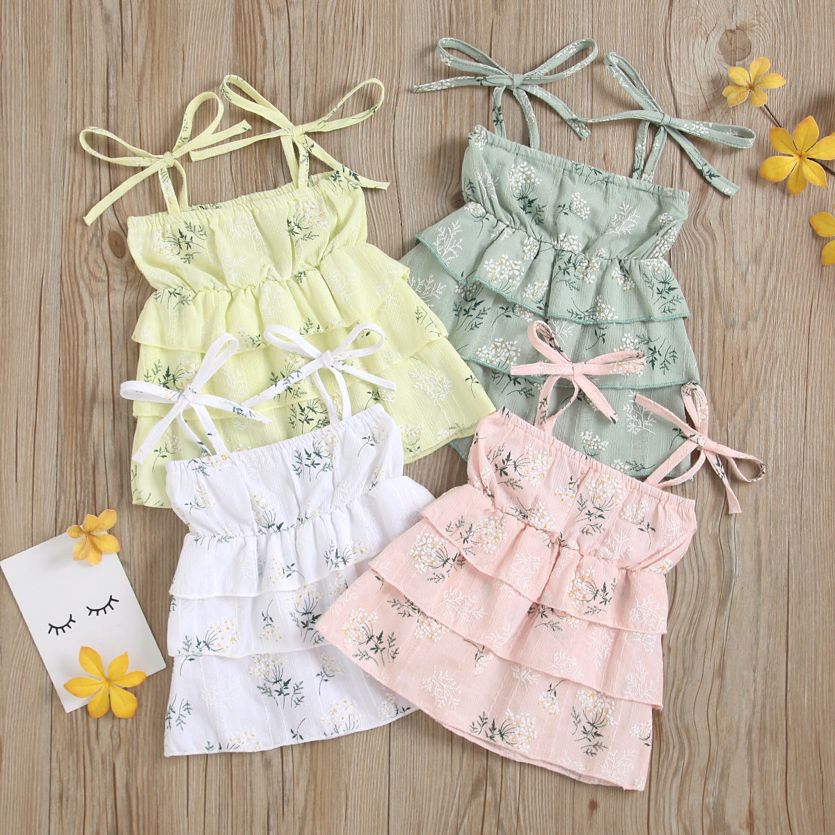 Girl's Cotton Dress With Flower Strap Cake