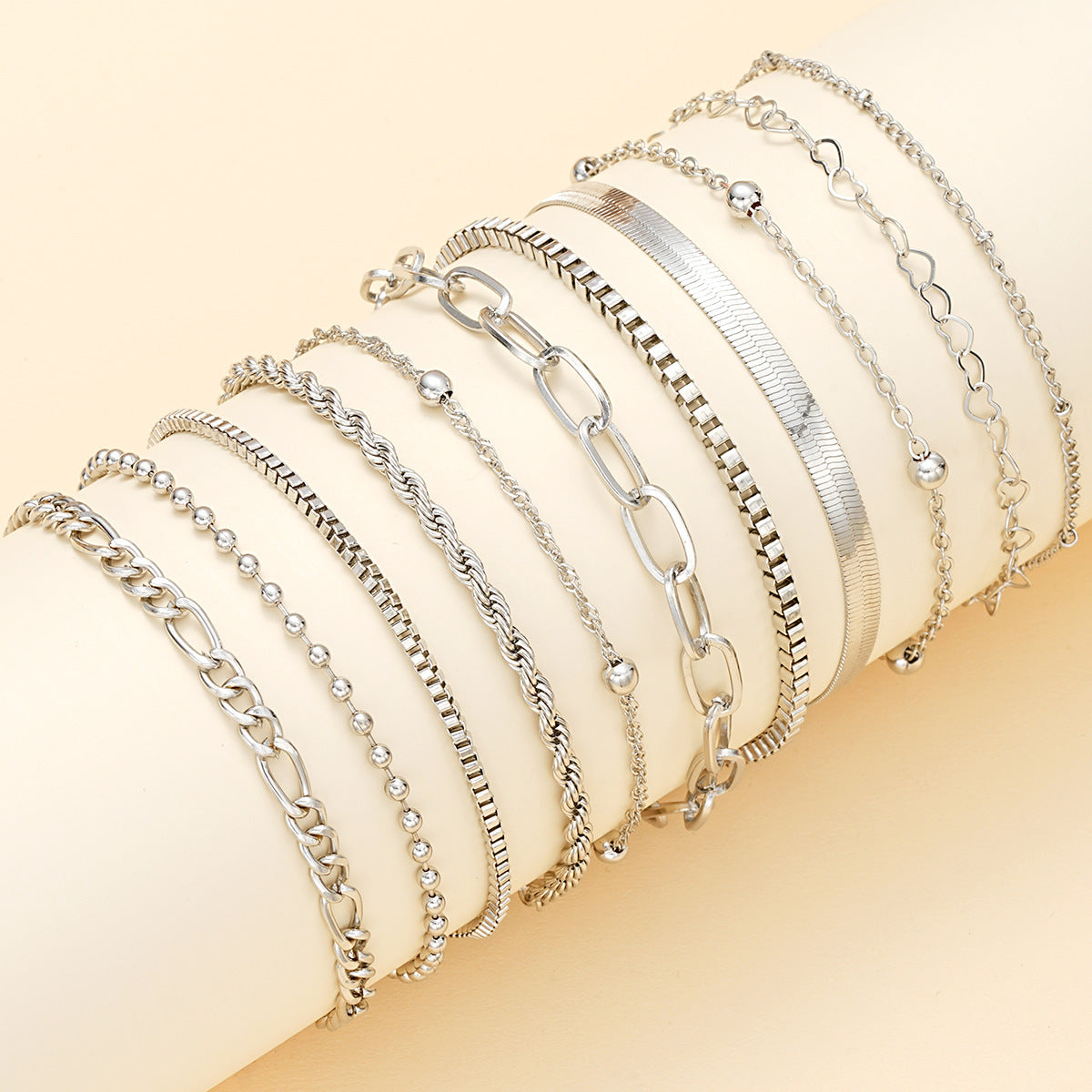 Unisex Twin Chain Heart Bracelet – Classic Alloy Regular Fit