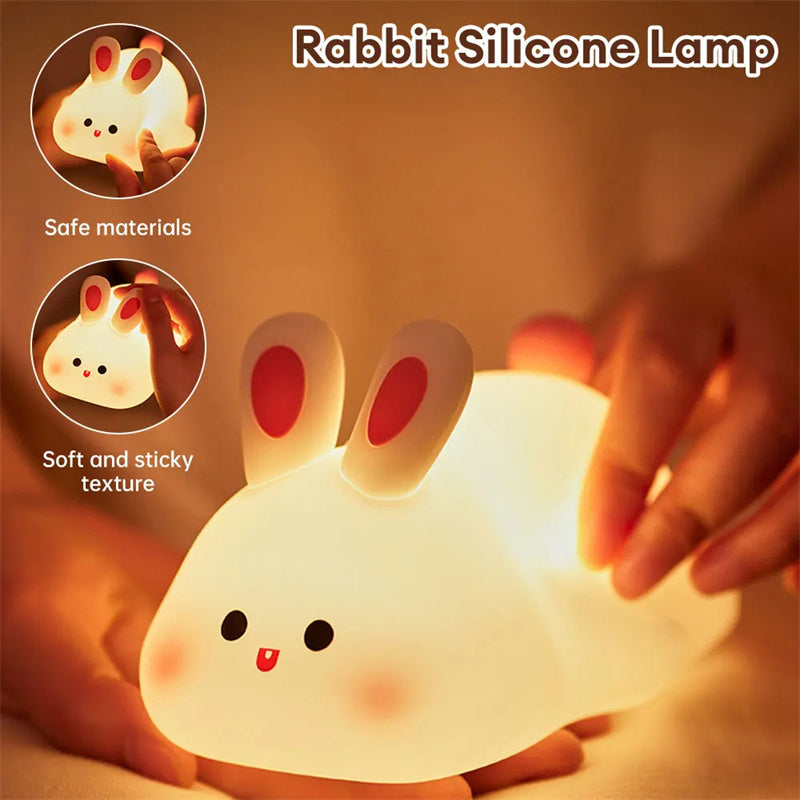 Silicone Rabbit LED Night Light With Touch Sensor Safe