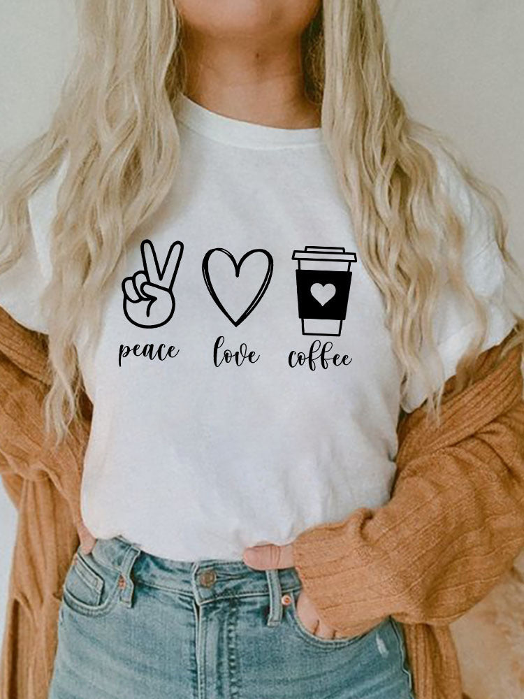Women's Short-sleeved T-shirt Fashion Printed E Bottoming Shirt