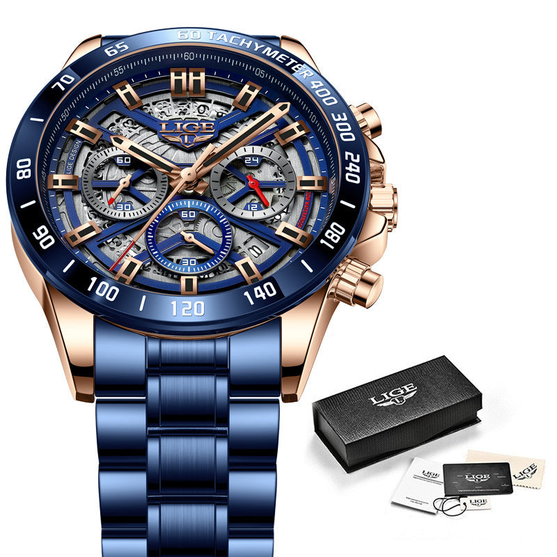 Men's Quartz Hollow New Concept Multifunctional Waterproof Watch
