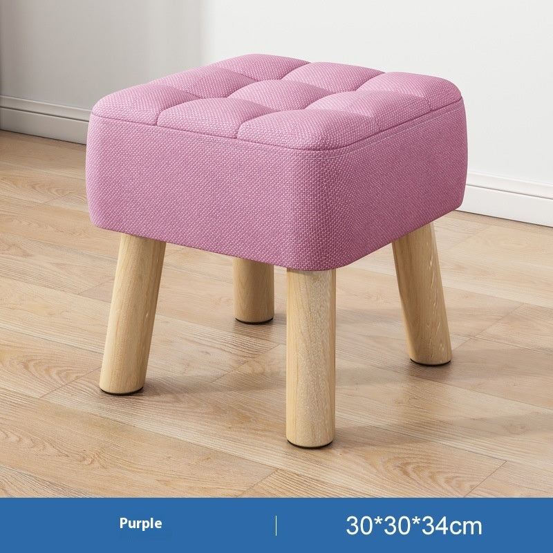 Solid Wood Stool Short Household Minimalist Fabric