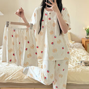 Cotton Three-piece Pajamas For Women Spring And Summer