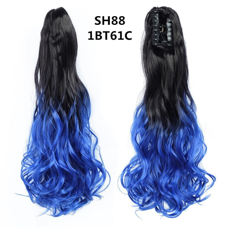 Colorful Long Curly Clip-On Ponytail Wig – Vibrant & Heat-Resistant