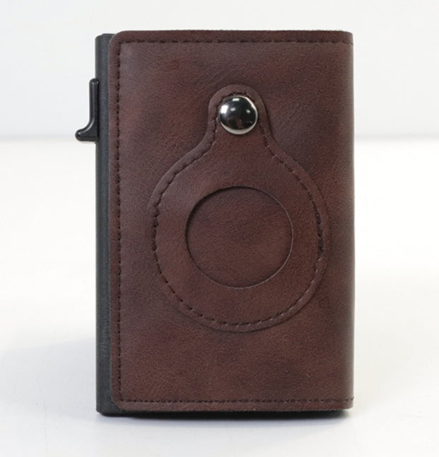 Men's Slim Leather AirTag Wallet – Anti-Theft RFID Multi-Functional Card Holder