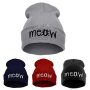 Autumn MEOW Unisex Casual Hip Hop Knitted Wool Skullies Beanie