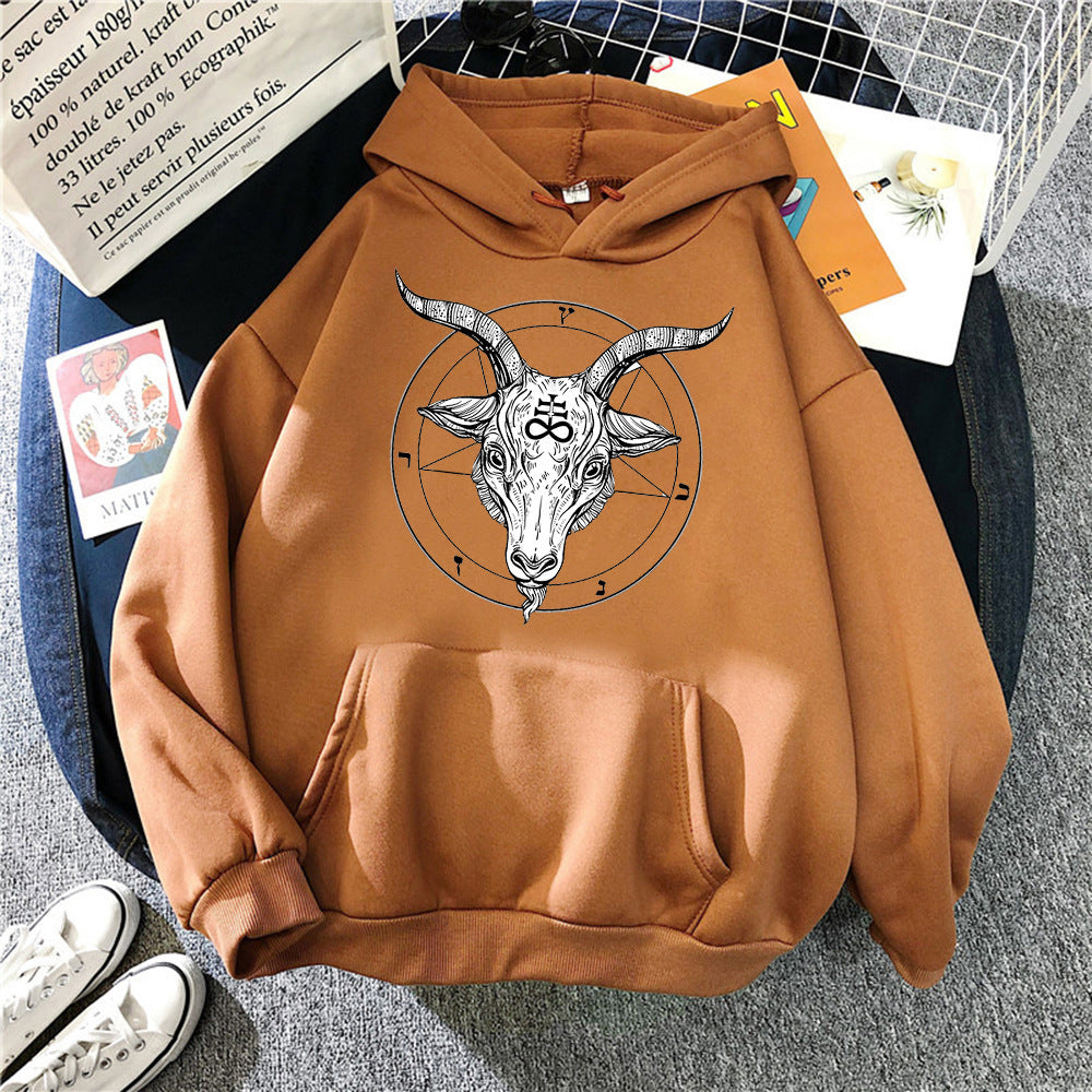 Demon Angel Sheep Head Sweatshirt Men Hooded Jacket