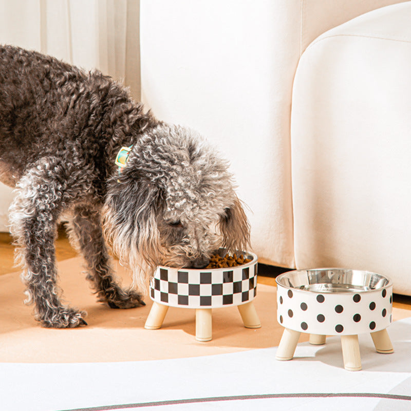 Pet Stainless Steel Tall Bowl Cervical Support Pet Bowl Cat Tableware Rice Bowl Non-slip Anti-tumble Large Capacity