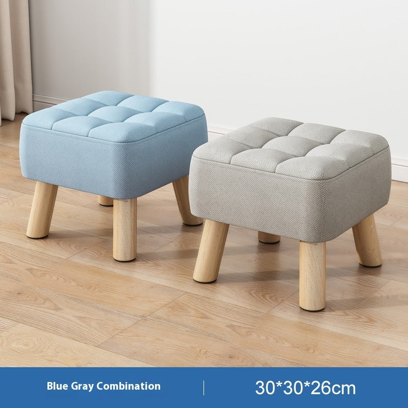 Solid Wood Stool Short Household Minimalist Fabric