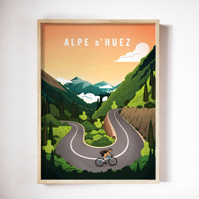 Retro Sports Bike Wall Art – Paris Landscape Canvas Painting for Home Decoration