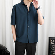 Men's Fashion Casual Loose Solid Color Shirt