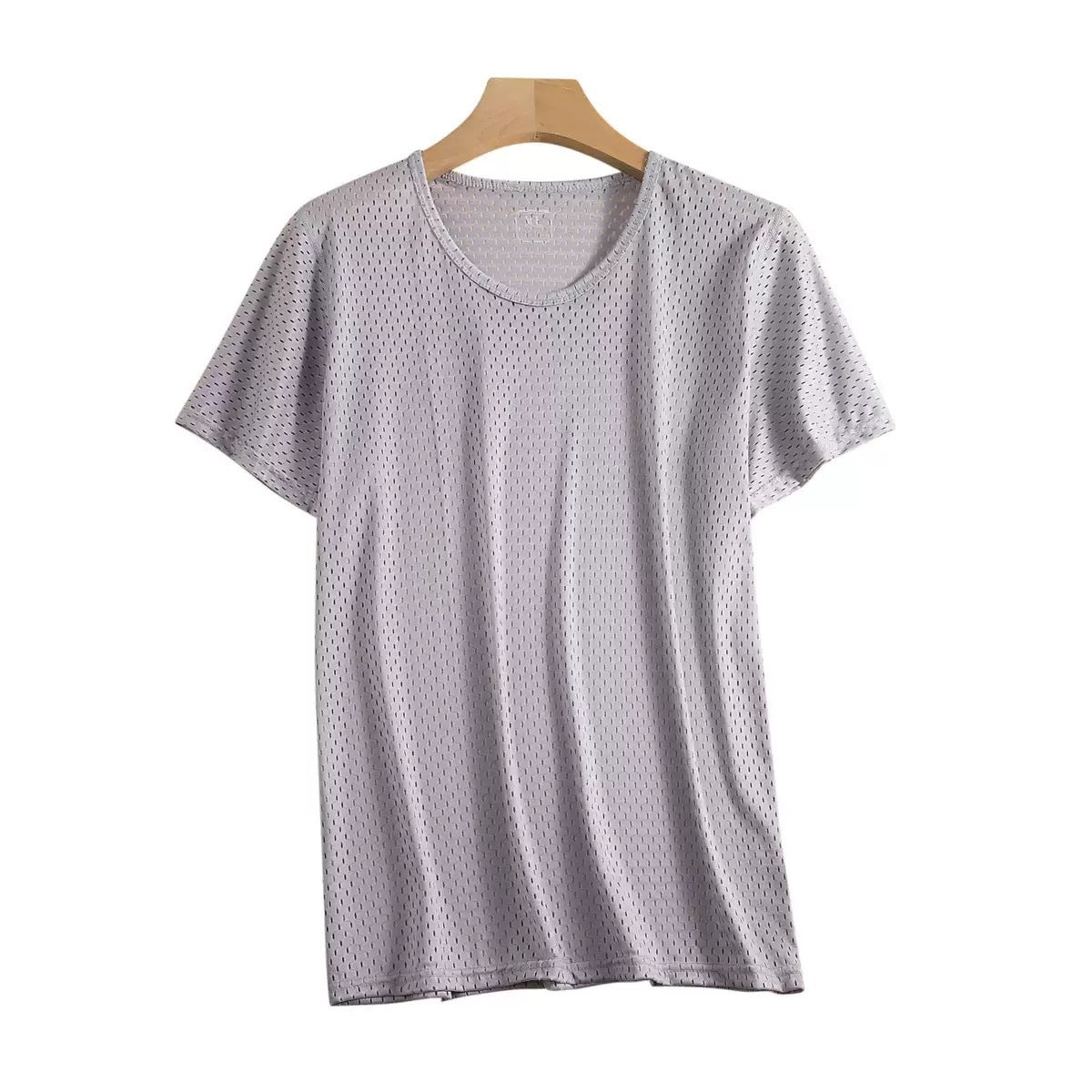 Ice Silk Short Sleeve T-shirt Men's Ultra-thin Mesh Loose Quick-drying Crew Neck