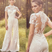 Modern Bride Short Sleeve Pantsuit Jumpsuit
