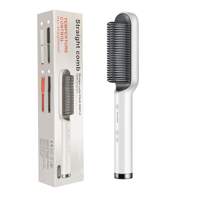 2-in-1 Hair Straightener & Hot Comb – Dual-Purpose Negative Ion Electric Curling Brush