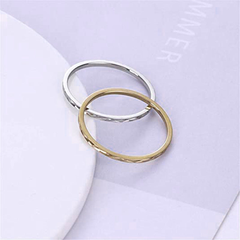 Korean Style Titanium Steel Simple Couple Ring