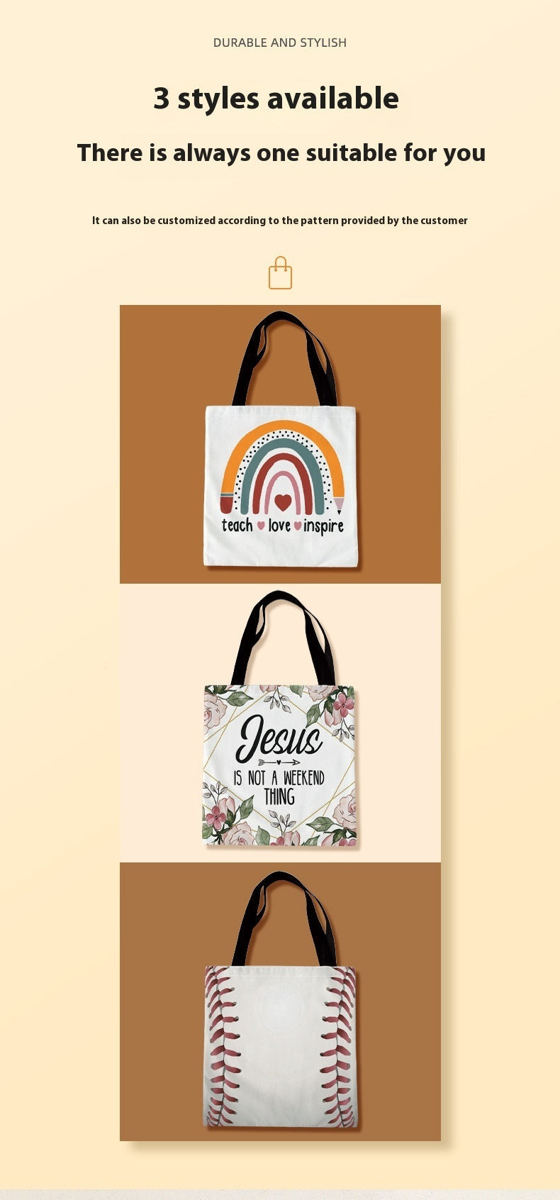 Women's Printed Canvas Tote Bag Fashionable Durable