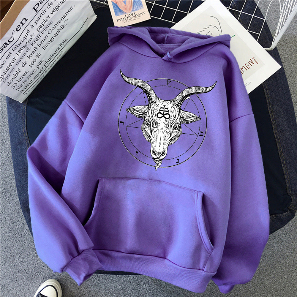 Demon Angel Sheep Head Sweatshirt Men Hooded Jacket