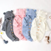 Baby Hooded Knitted Jumpsuit – Warm Infant One-Piece Outfit