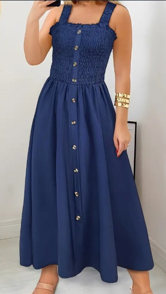 Womens Shirred A Line Maxi Regular Polyester Cami Dress