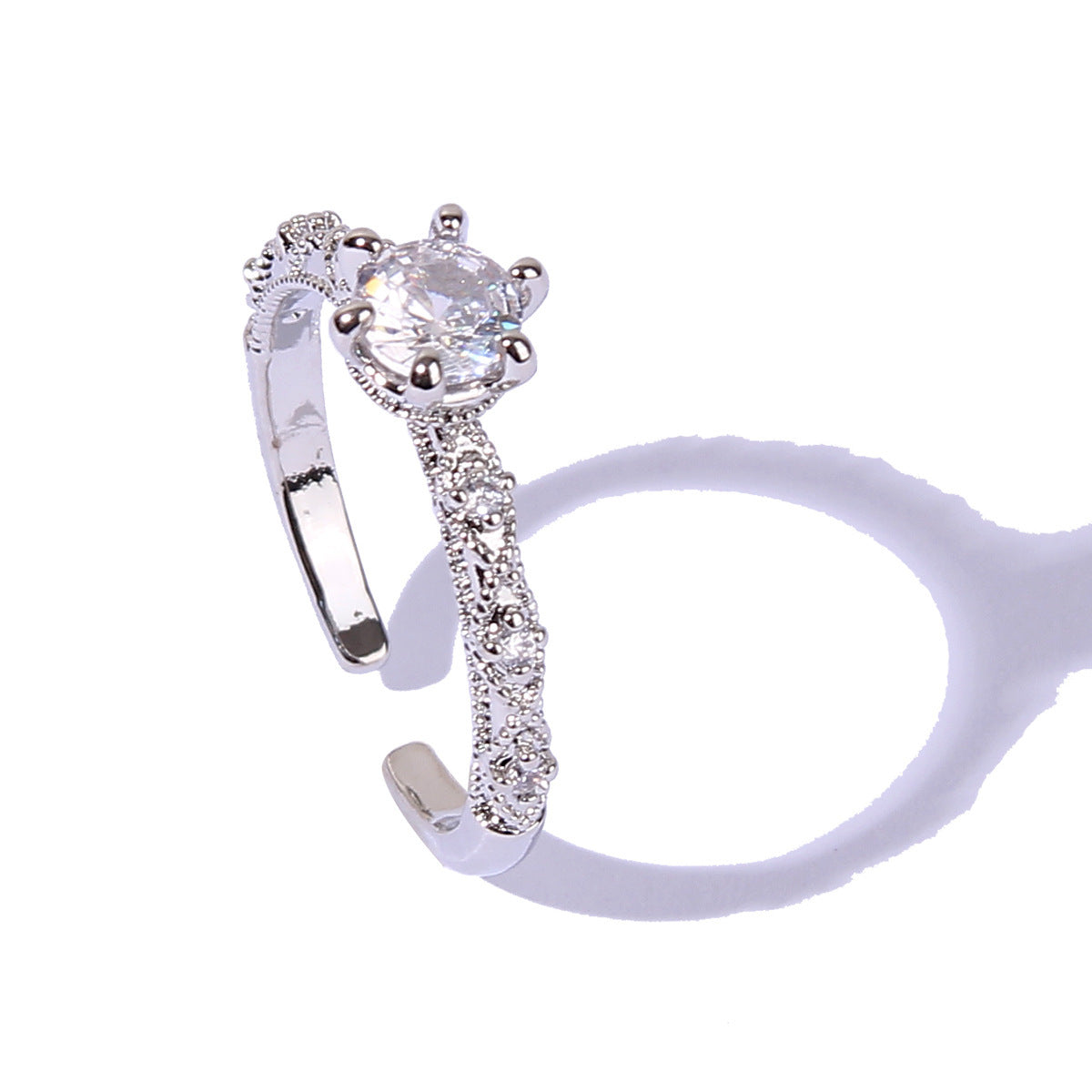 Women’s Relievo Open Ring – Adjustable Copper Diamond Jewelry