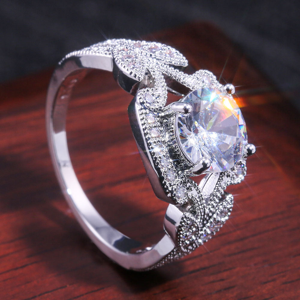 Tree leaf engagement wedding ring