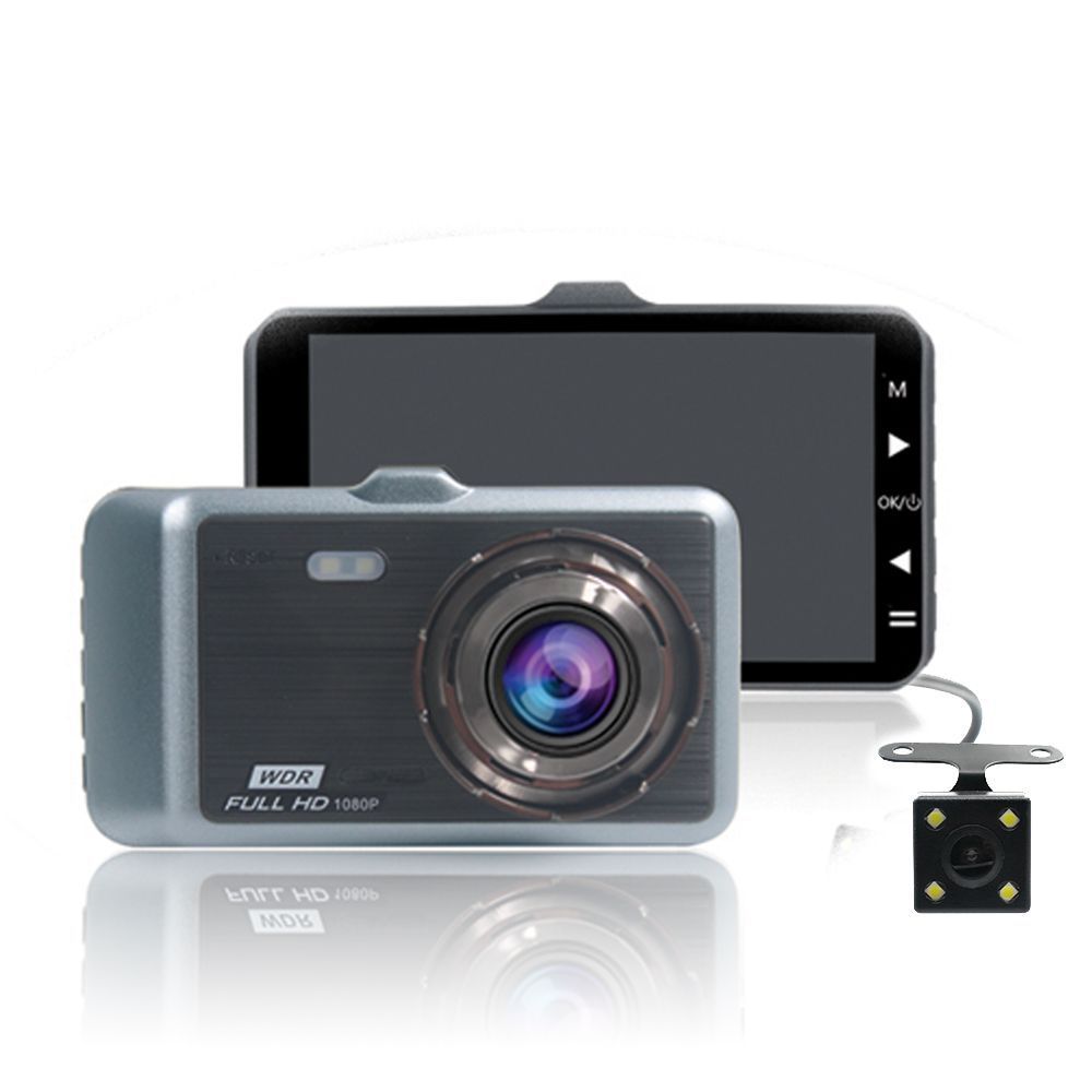 HD Dual-Lens Dash Cam – 4-Inch Screen Driving Recorder