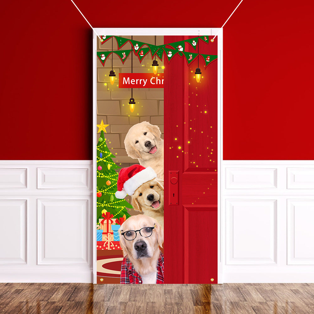 Christmas Curtain Flag Outdoor Photo Puppy Background Hanging Cloth