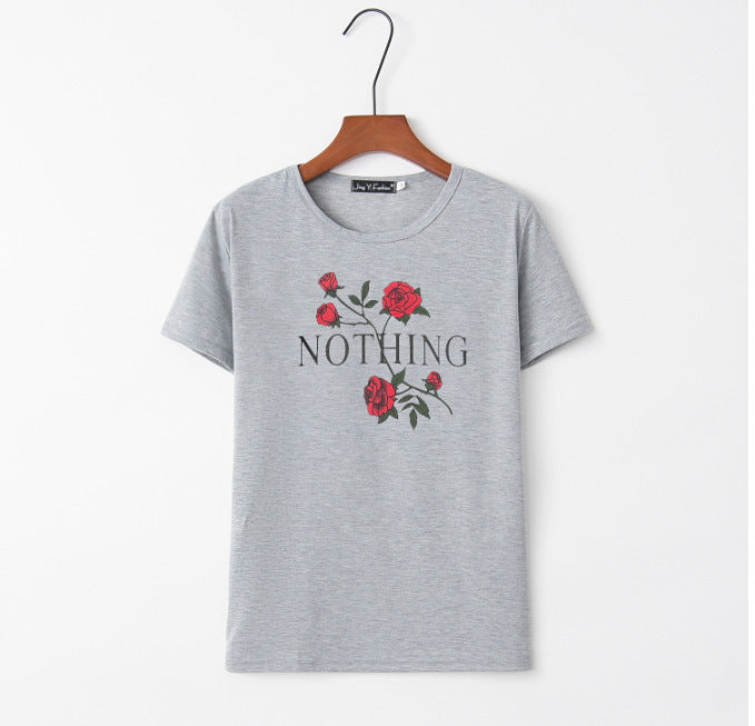 Women Relaxed Cotton Short Sleeve Blouse Gray White