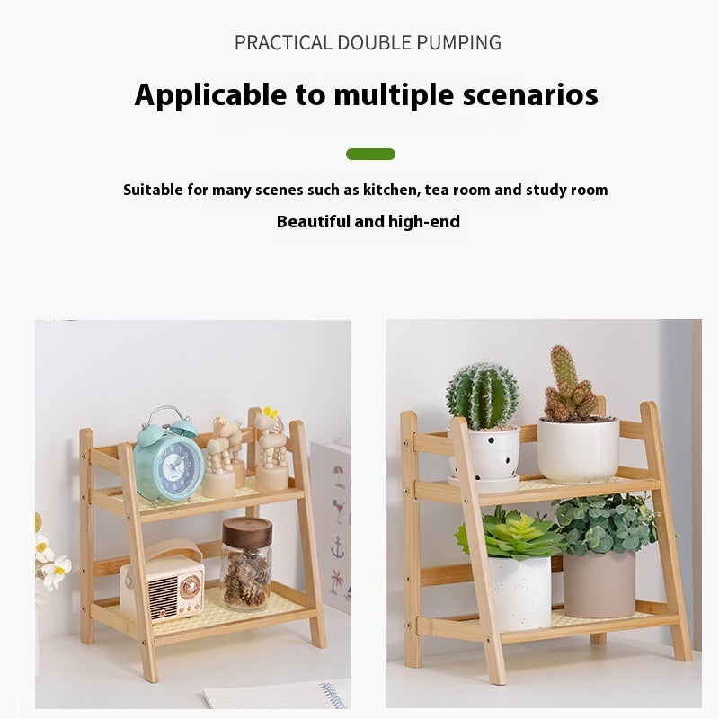 Guest Room Bamboo Multi Layer Storage Rack