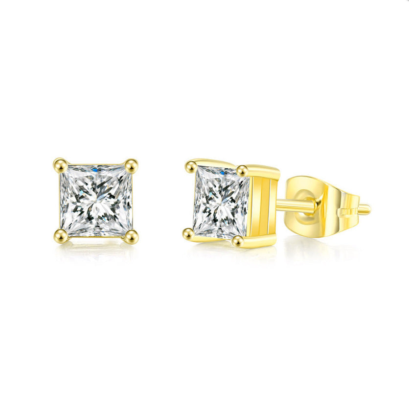 Classic Hot Selling Product Geometric Zircon Stud Earrings Fashion All-match Single Diamond