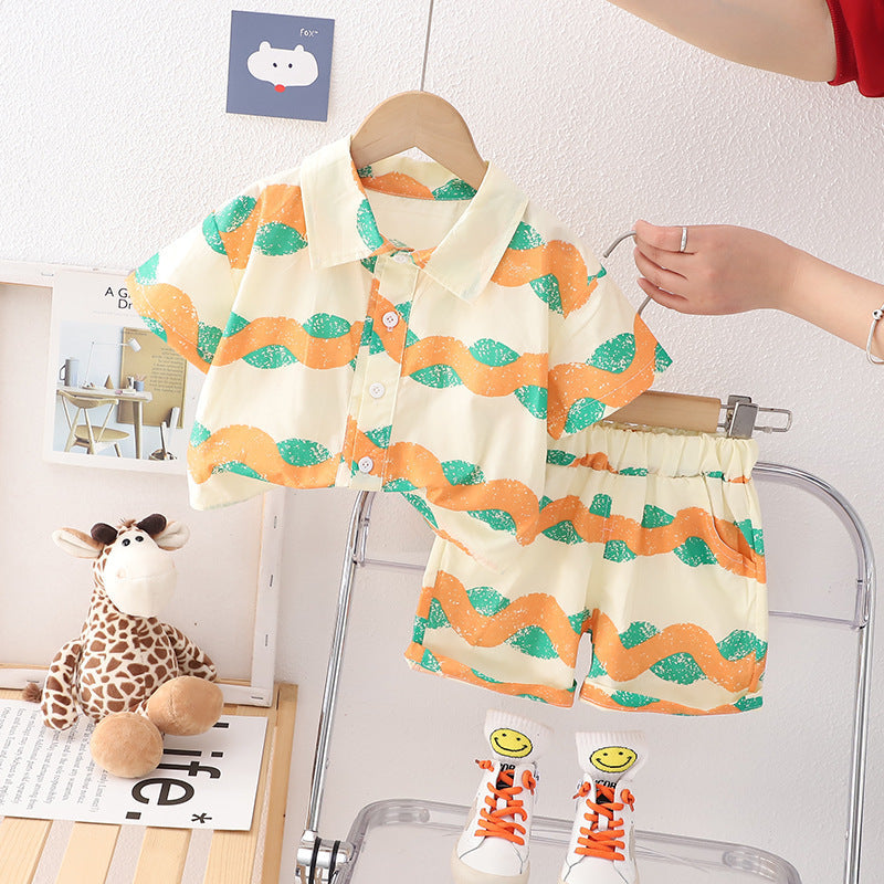 Beach Style Shirt Thin Holiday Shirt Casual Two-piece Suit