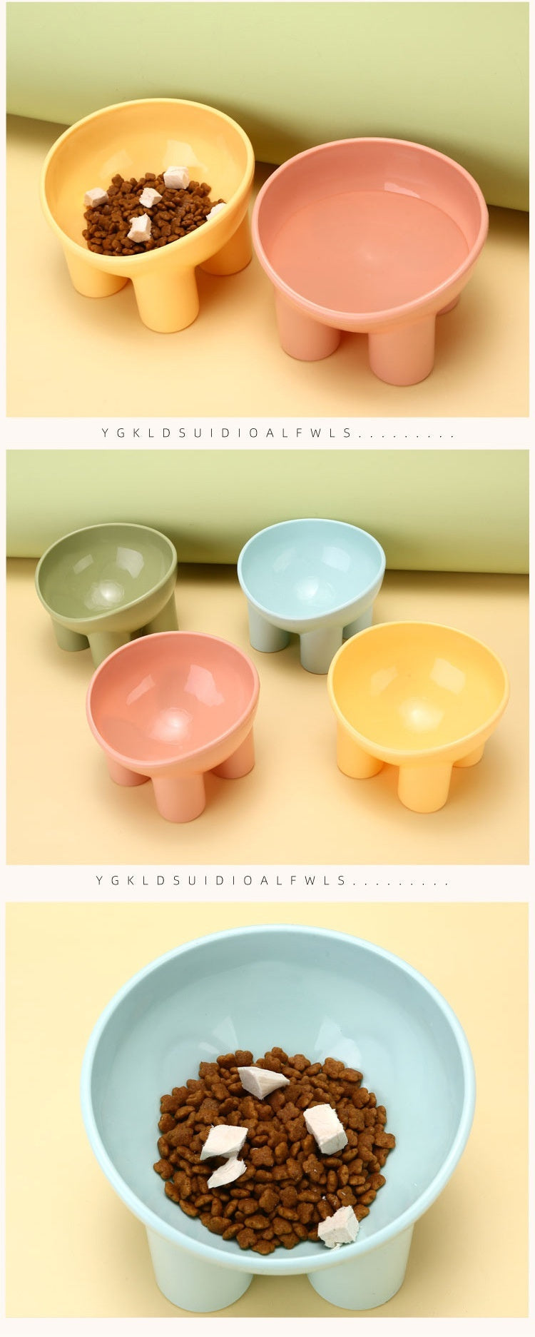 Pet Bowl Cute Cat Basin Double Bowl Neck Protection High Leg Anti-tumble