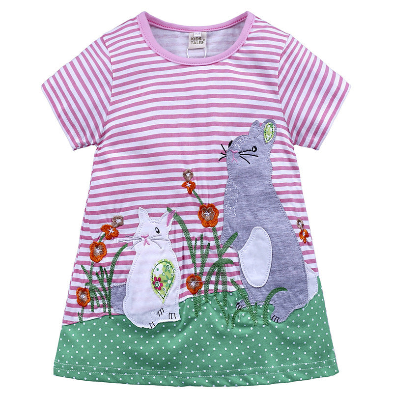 Girls' Skirt Cartoon Printed Cotton Dress