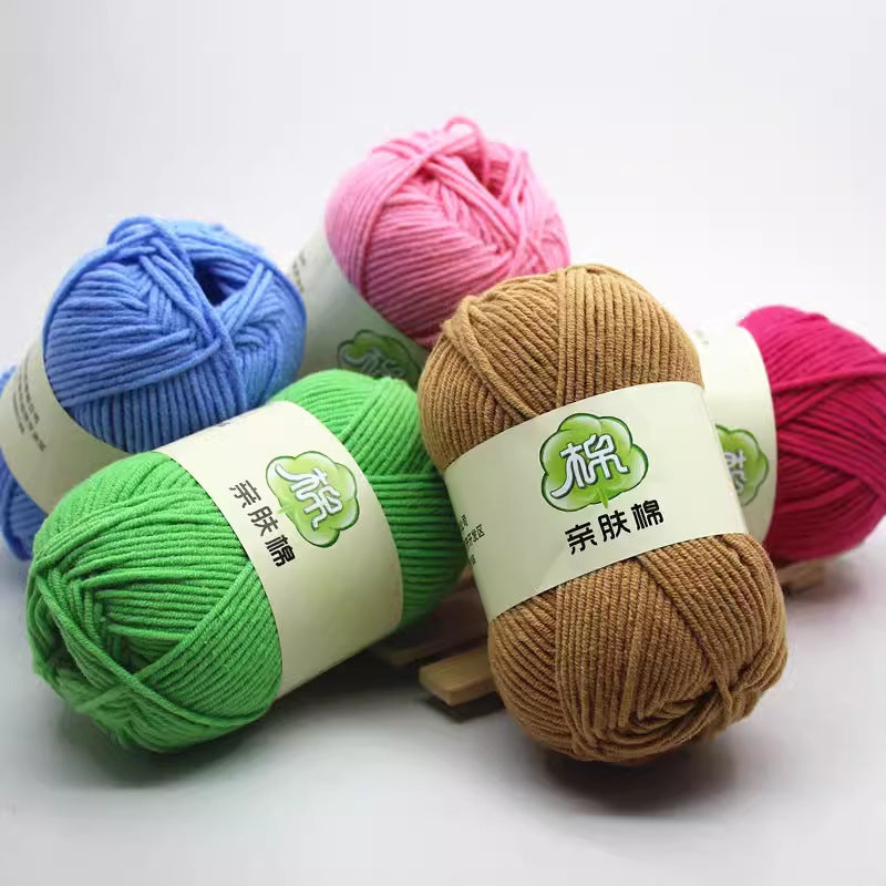 5-Strand Skin-Friendly Combed Milk Cotton Yarn – Hand Knitting Supplies