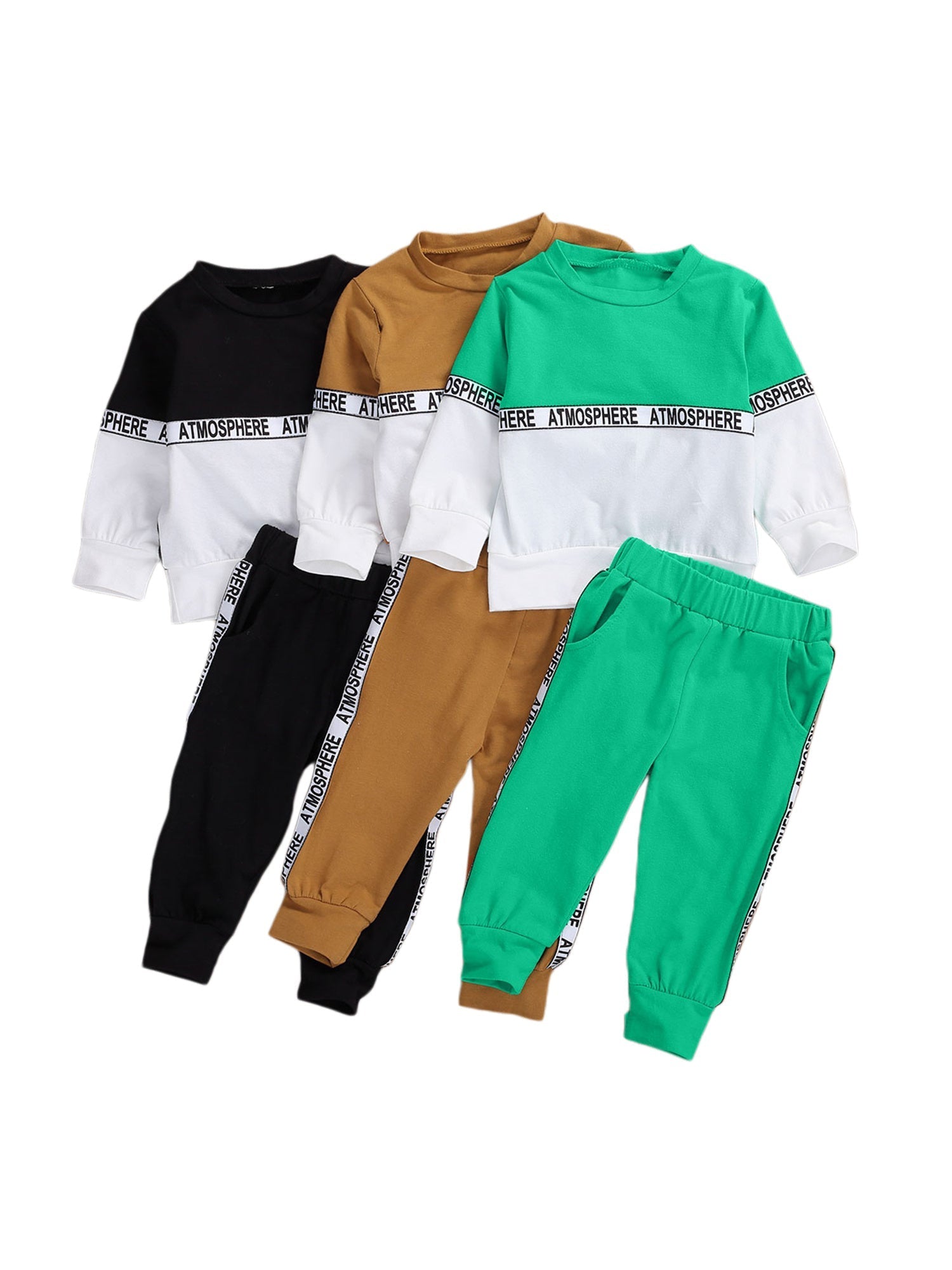 Boys Cotton Stretch Long Sleeve Letter Print Suit Set Kids