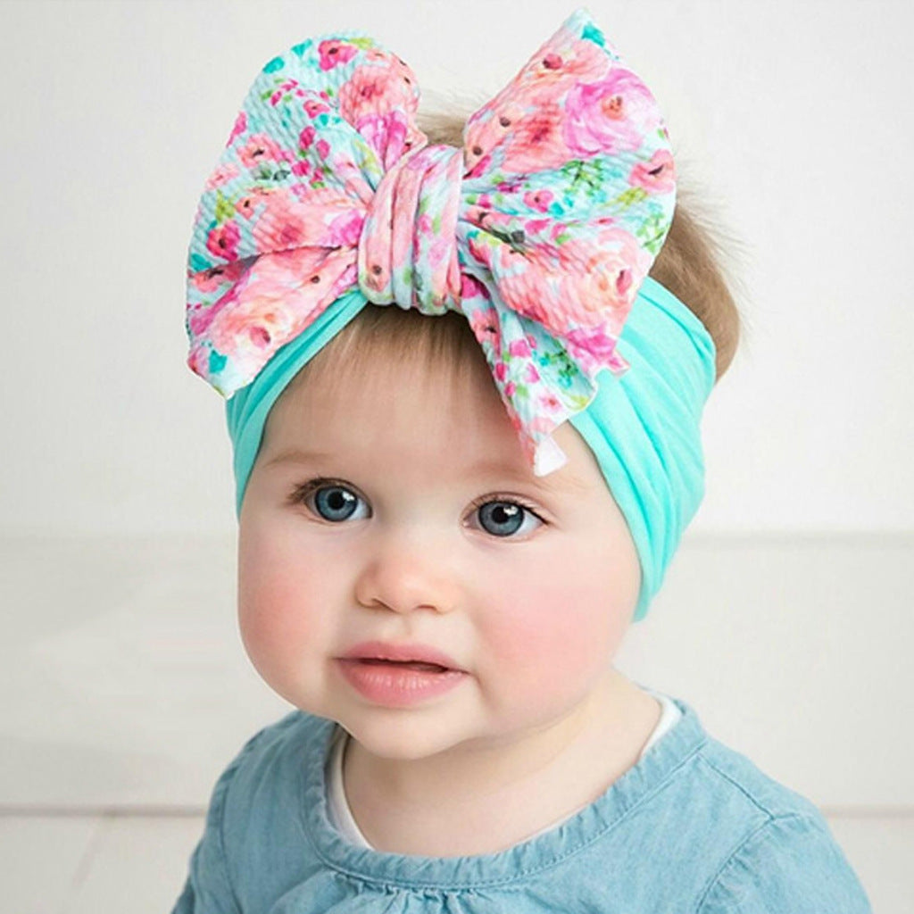 Nylon Bow Hair Band Unisex Infant Regular Headband Printed
