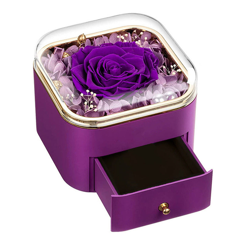 Rose Jewelry Box Drawer Organizer With Metal Construction