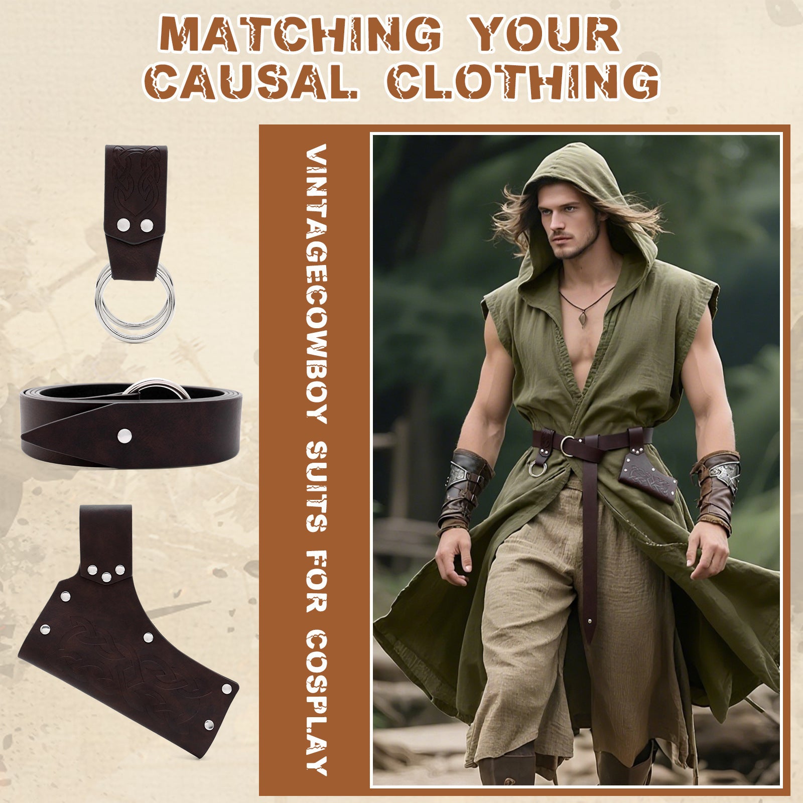 Men’s PU Leather Belt Three-Piece Set – Black or Brown