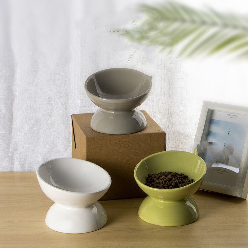 Ceramic Bowl For Cats To Protect The Cervical Spine With Slanted Mouth