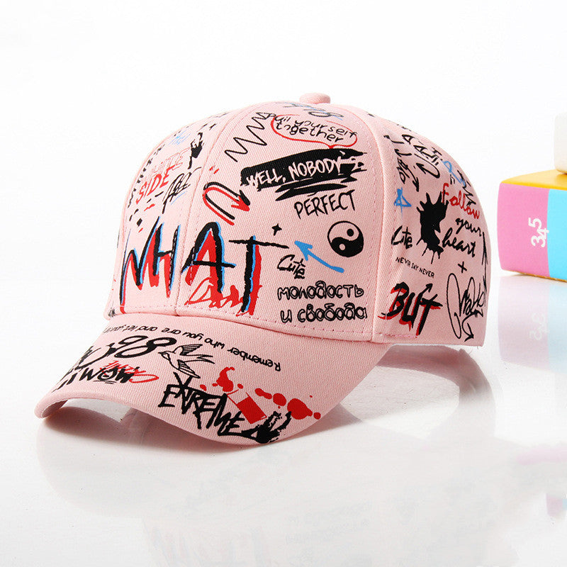 Unisex "WHAT" Graffiti Baseball Cap for Outdoor Sports and Travel