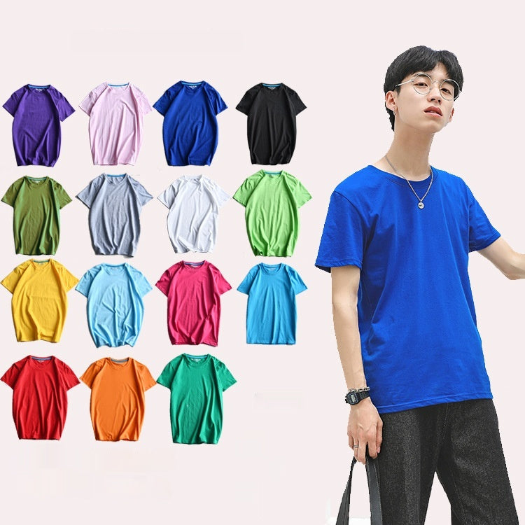 Men's Round Neck Blank Solid Color Cotton T-shirt