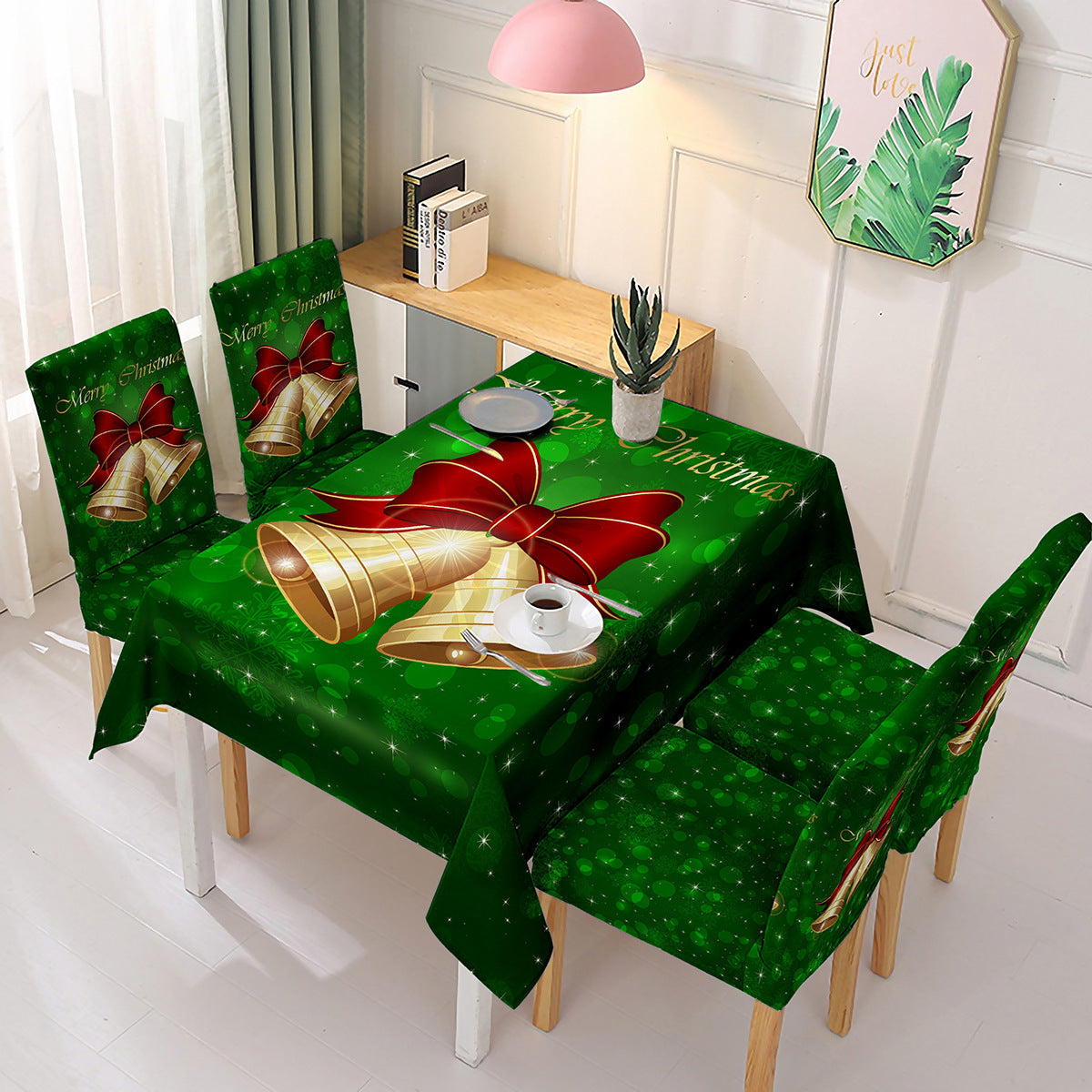 Christmas Printed Chair Cover Festive Decoration Elastic One-piece Absorbent Tablecloth
